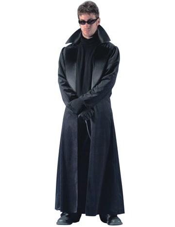 Déguisement manteau long pour homme noir à col montant