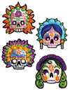 4 masques décoratifs Dia de los muertos multicolores