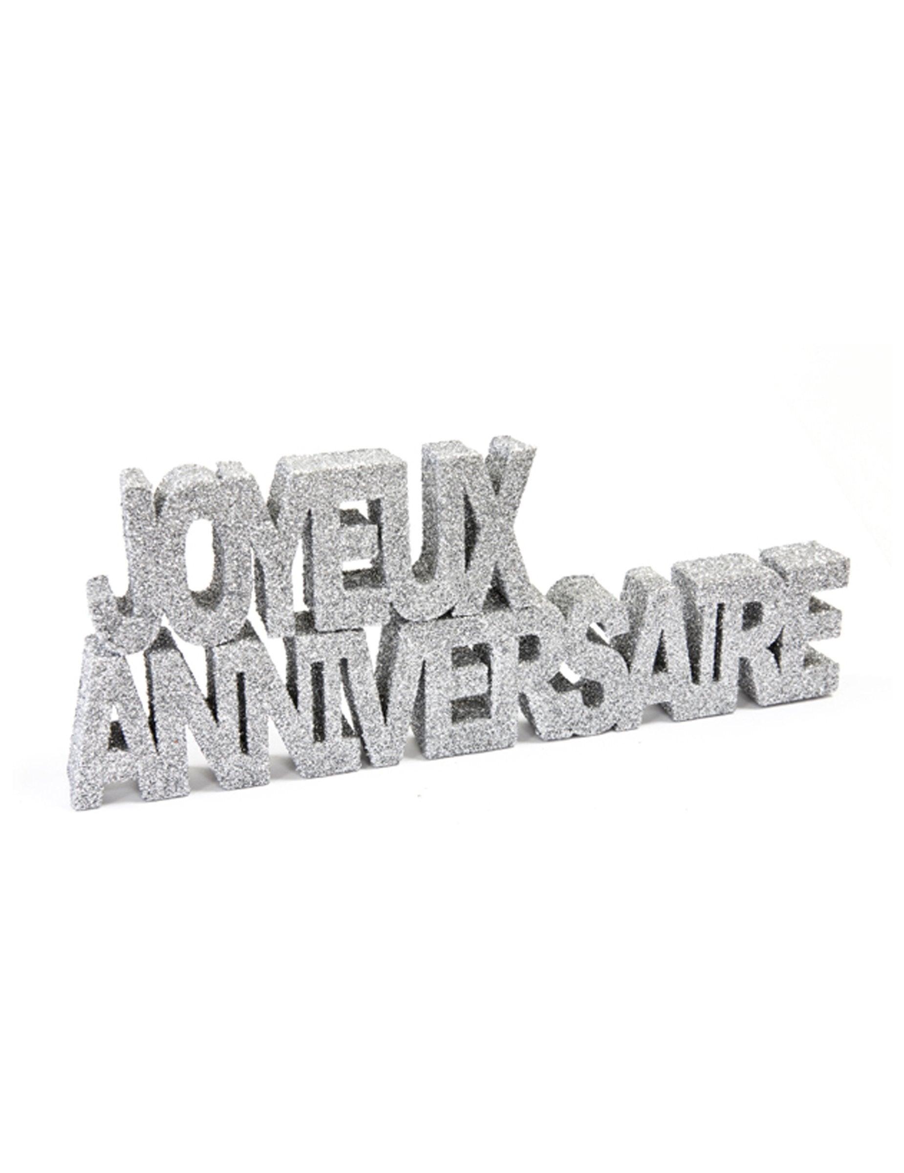 Décoration de table Joyeux Anniversaire pour fête argent pailleté