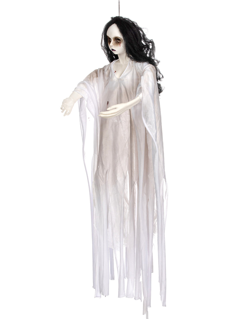 Vue de profil de la décoration à suspendre dame blanche pour Halloween