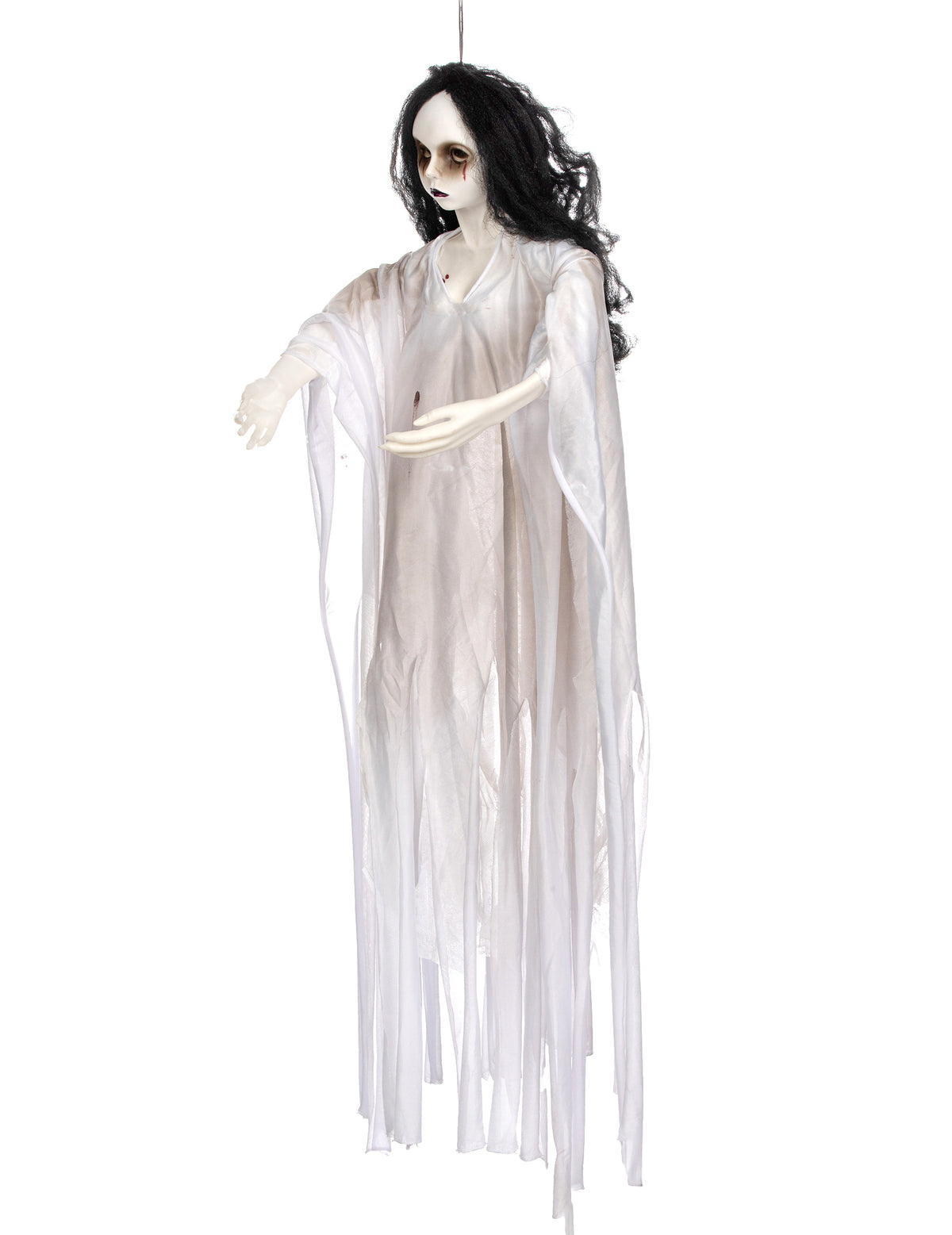 Vue de profil de la décoration à suspendre dame blanche pour Halloween