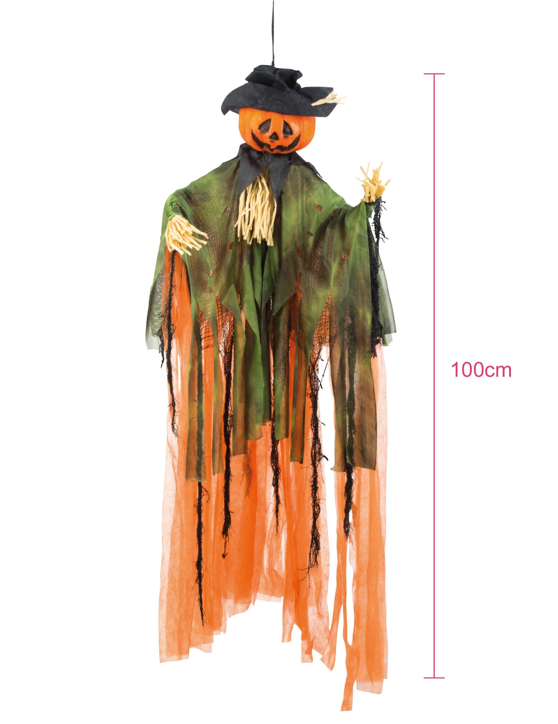 Dimensions de la décoration à suspendre épouvantail citrouille pour Halloween
