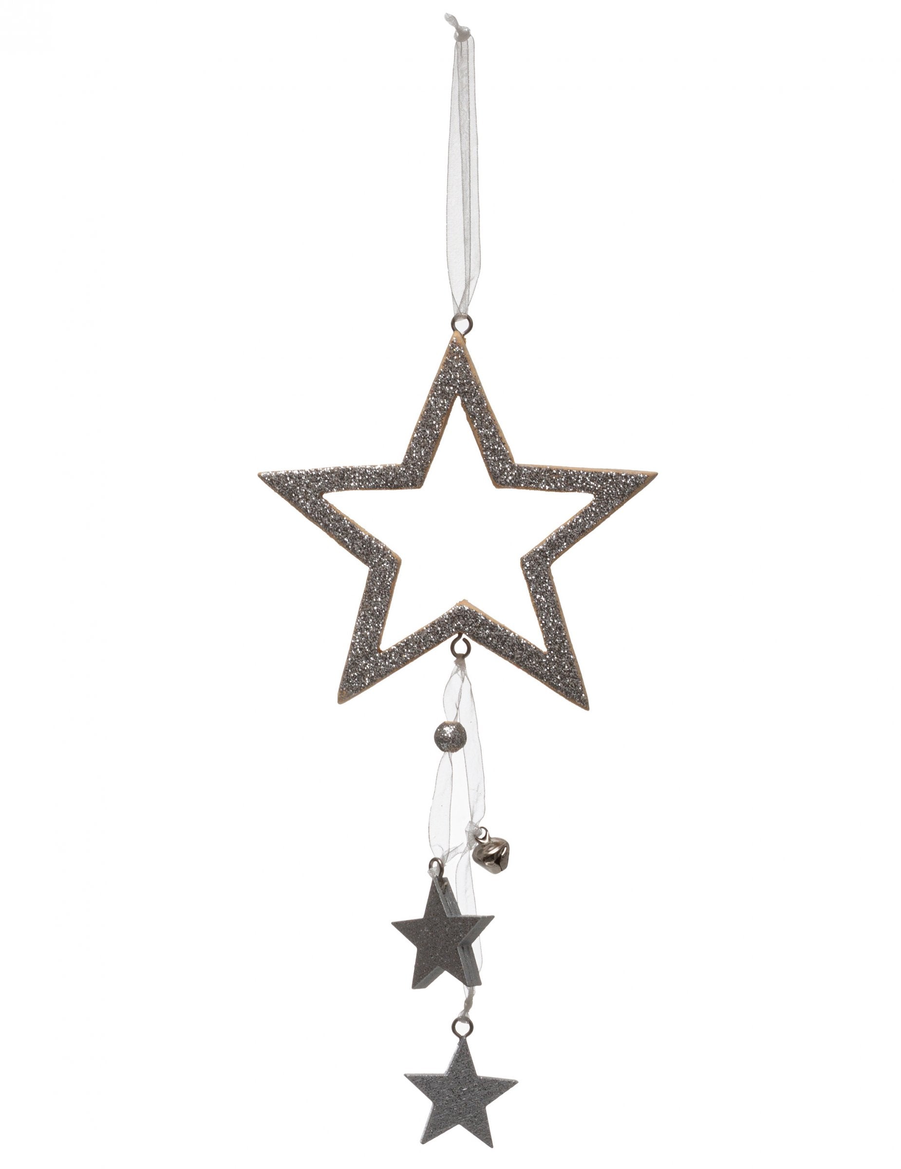 Décoration à suspendre étoile argentée à paillettes et grelots