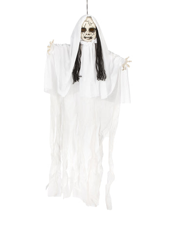 Závěsná dekorace svítící panenka duch 100 x 70 cm