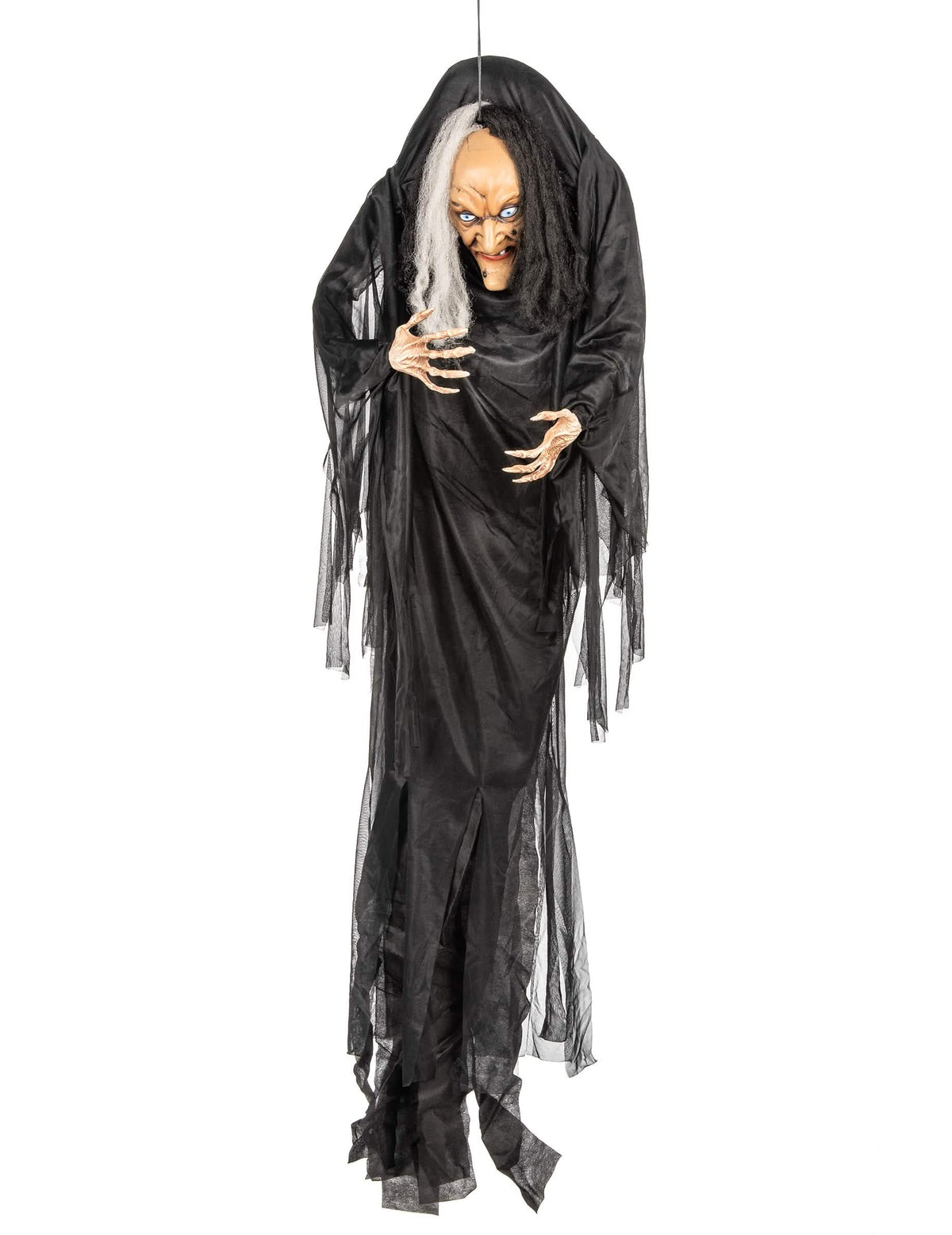 Zavěšená dekorace čarodějnice pro halloween černobílá