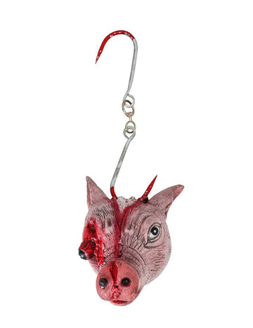 Décoration à suspendre tête de cochon ensanglantée 50 cm
