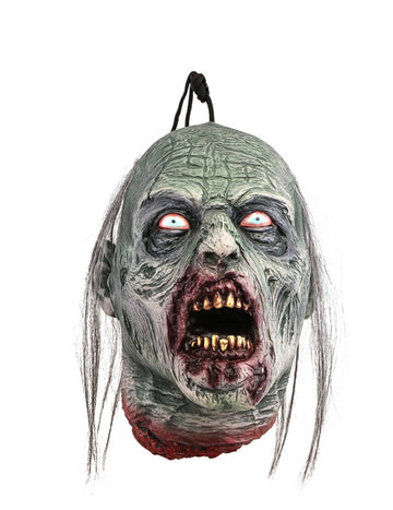 Závěsná dekorace šedá zombie hlava 25 cm 