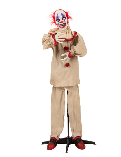 Animovaná dekorace strašidelného klauna 153 cm