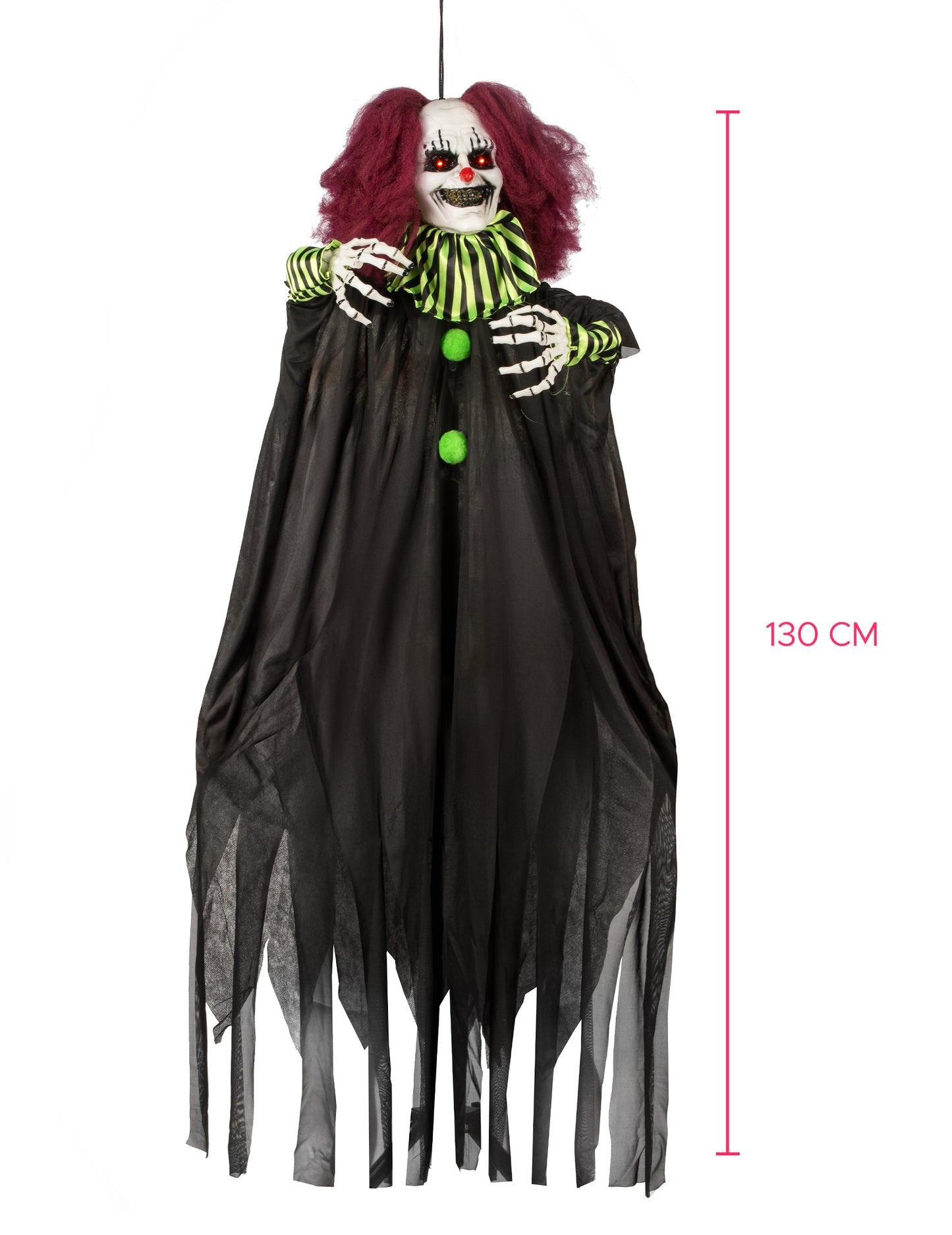 Závěsná animovaná dekorace Děsivý klaun 130 cm