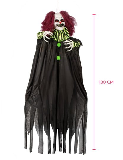Závěsná animovaná dekorace Děsivý klaun 130 cm