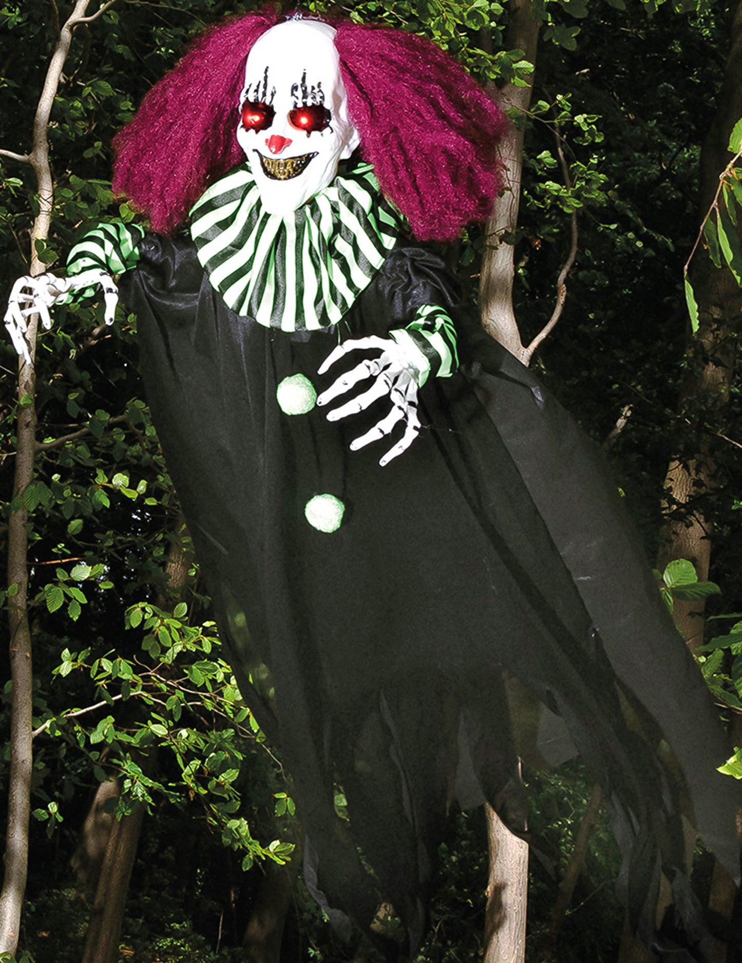 Décoration animée Clown Terrifiant suspendu 130 cm