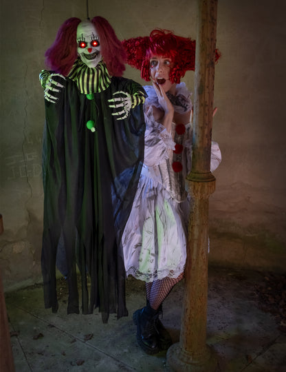 Závěsná animovaná dekorace Děsivý klaun 130 cm