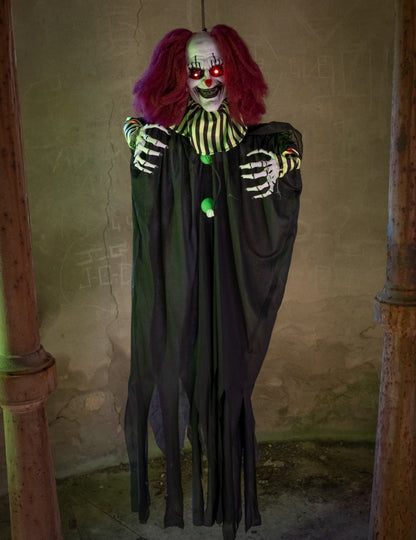 Závěsná animovaná dekorace Děsivý klaun 130 cm