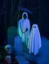 Décoration animée faucheuse pour Halloween blanche avec faux