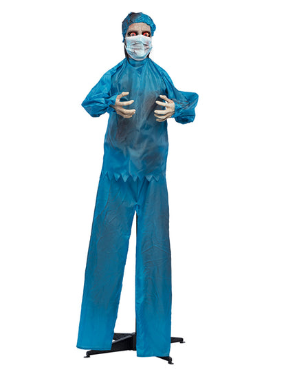 Décoration animée médecin fou terrifiant pour Halloween bleue avec mouvements