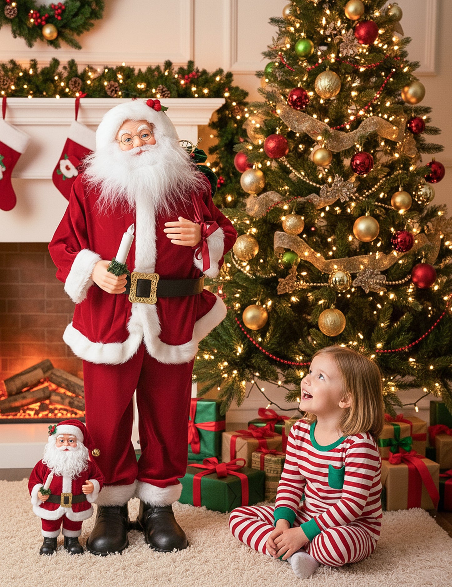 Animovaná hudební dekorace Santa Clause s pohybem, zvukem a světlem 90 cm