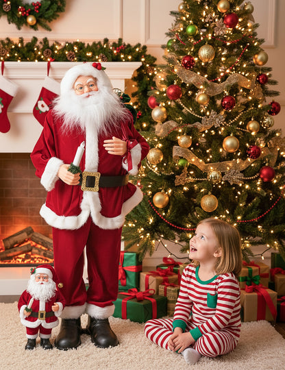 Animovaná hudební dekorace Santa Clause s pohybem, zvukem a světlem 90 cm