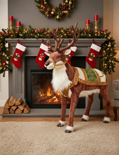 Animovaná vánoční dekorace se soby se zvukem a pohybem 143 cm