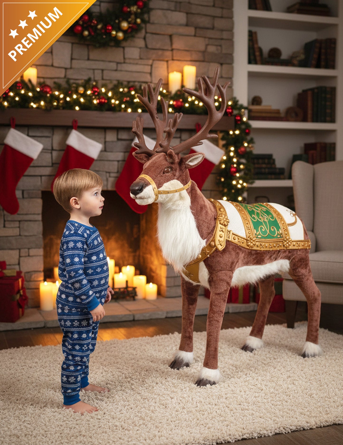 Animovaná vánoční dekorace se soby se zvukem a pohybem 143 cm