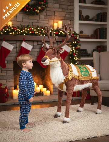 Animovaná vánoční dekorace se soby se zvukem a pohybem 143 cm