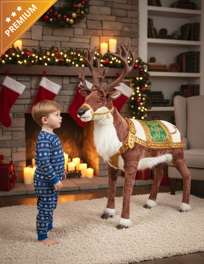 Animovaná vánoční dekorace se soby se zvukem a pohybem 143 cm