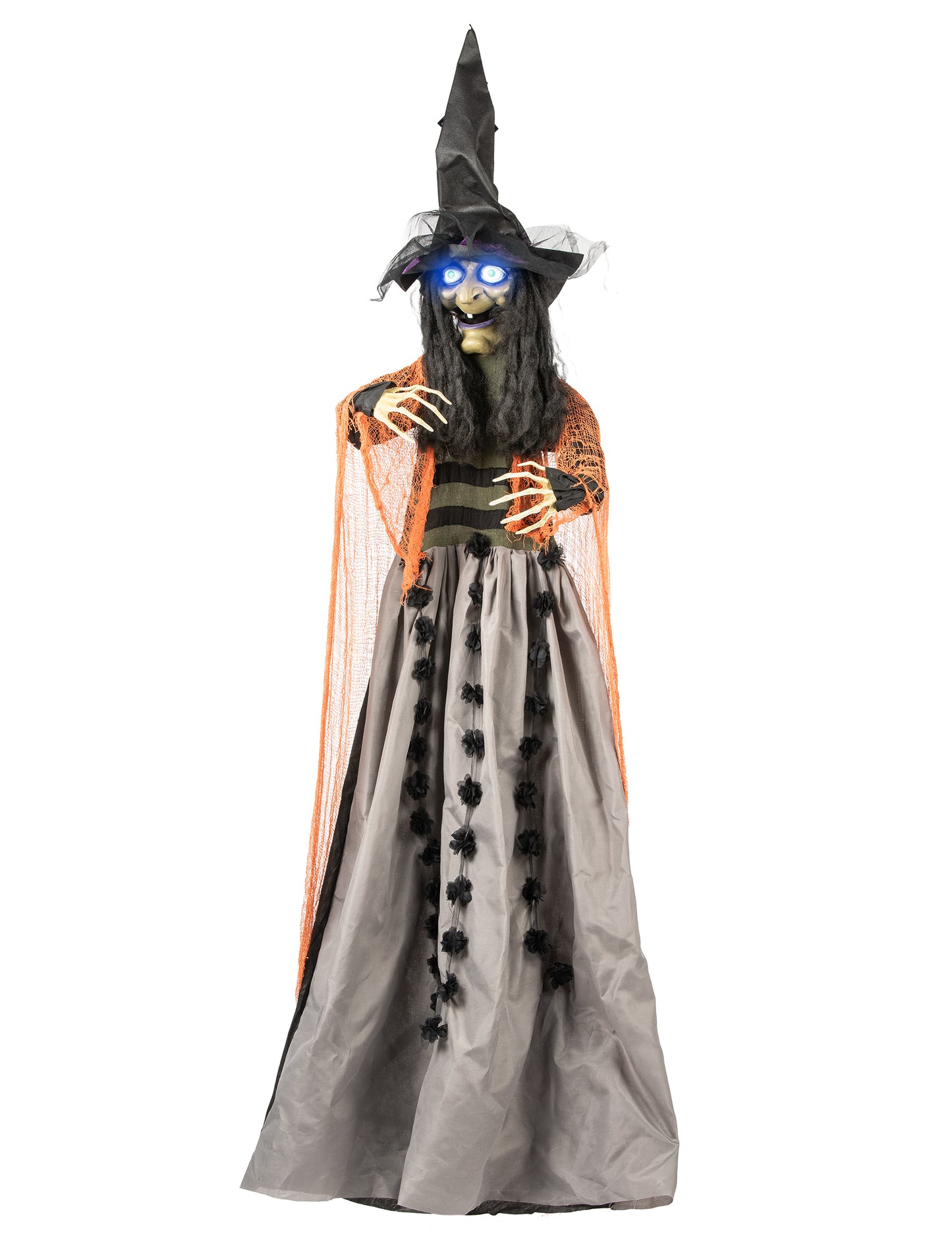 Animovaná, zvuková a světelná závěsná dekorace čarodějnice 183 cm