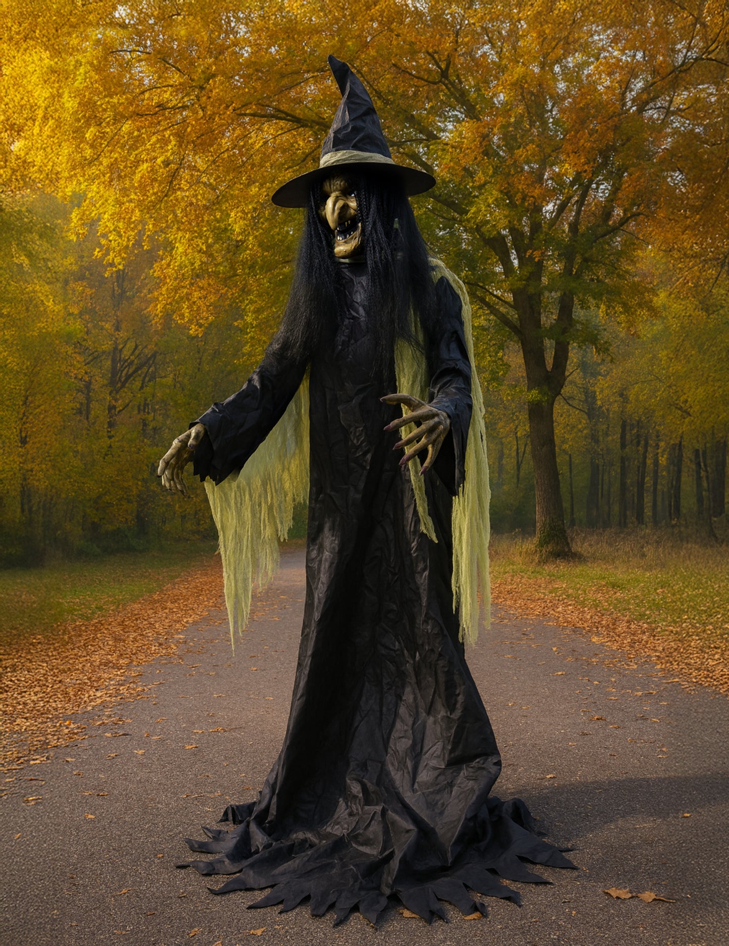 Obří animovaná dekorace čarodějnice XXL 300 cm