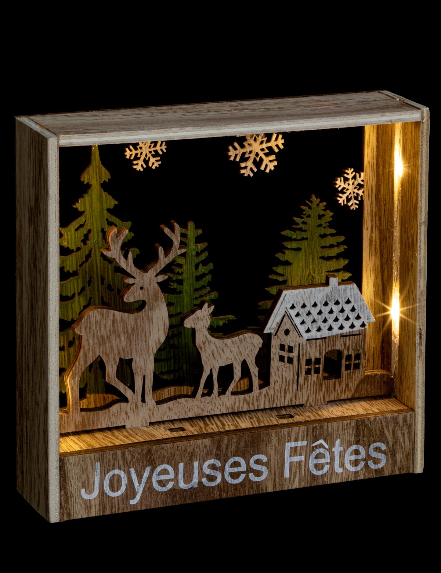 Světelná rámová dekorace Sobí 16 cm dřevěné