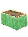 Jupe de table Hawaï verte avec liseré de fleurs multicolores