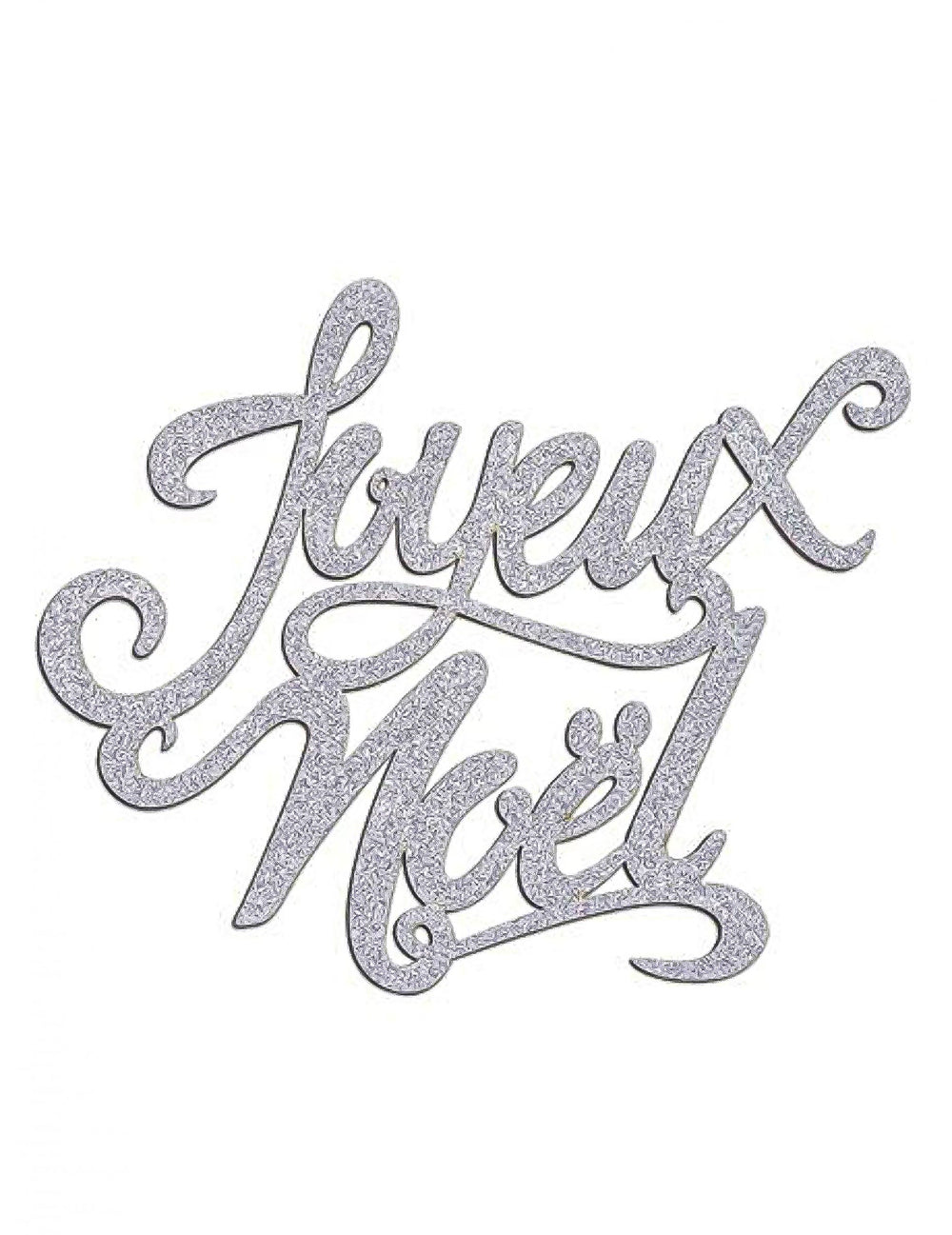 Décoration de table Joyeux Noël pour fête en bois paillettes argent