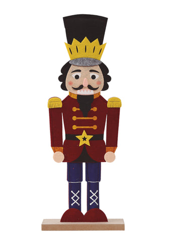 Dekorace ve dřevě a plstěný louskáček 42 cm, Vánoční voják