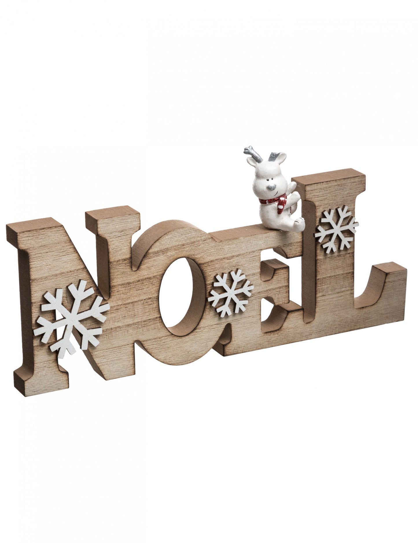 Vánoční dřevěná dekorace 14,5 x 30 cm se soby