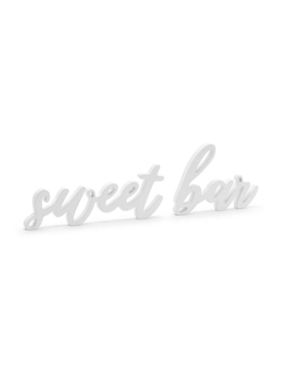 Bílá dřevěná dekorace sweet bar 37 x 10 cm na svatbu