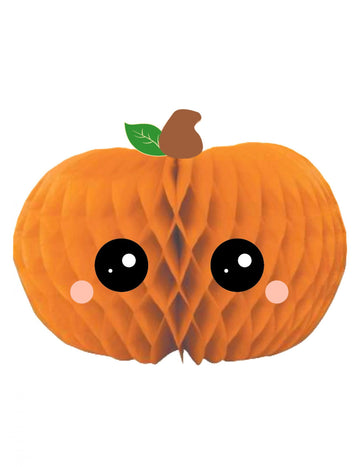 Papírová dekorace s oranžovou dýní a plástvem