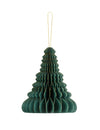 Décoration en papier alvéolé sapin de Noël vert et doré
