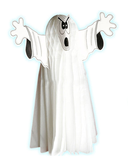Décoration fantôme phosphorescent pour Halloween blanc en papier alvéolé