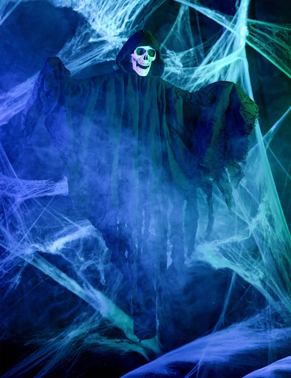 Scénografie závěsné černé dekorace smrtka pro halloween
