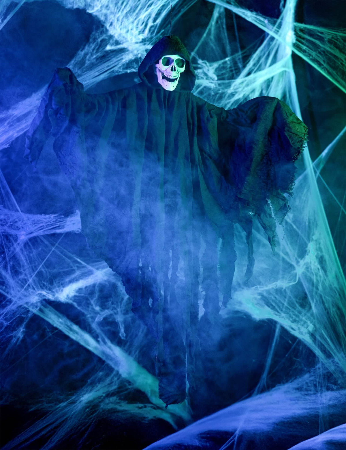 Scénografie závěsné černé dekorace smrtka pro halloween
