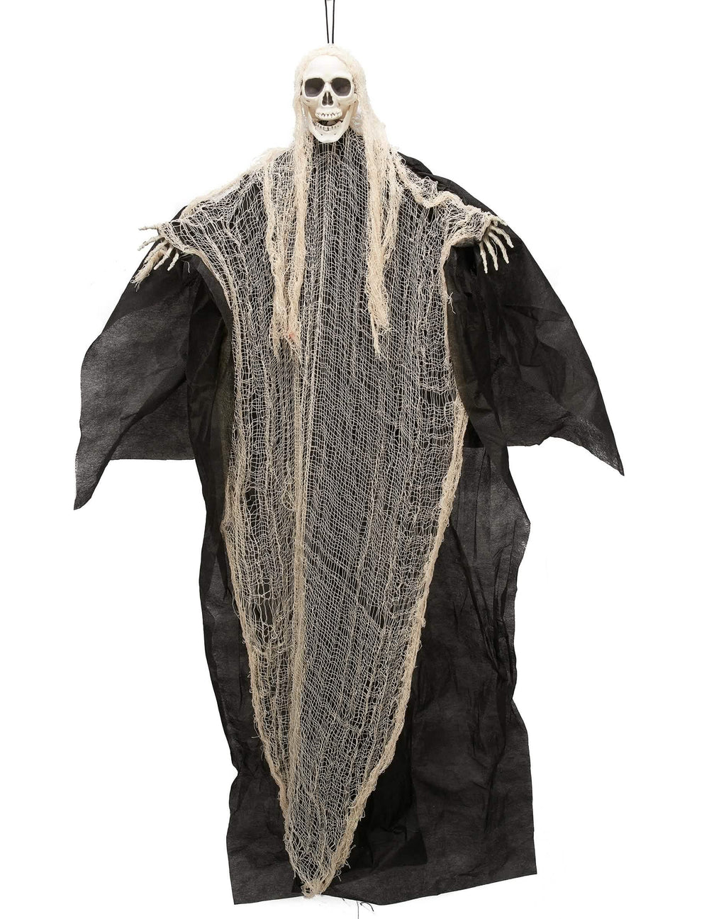 Černobílá dekorace smrtky na halloween k zavěšení