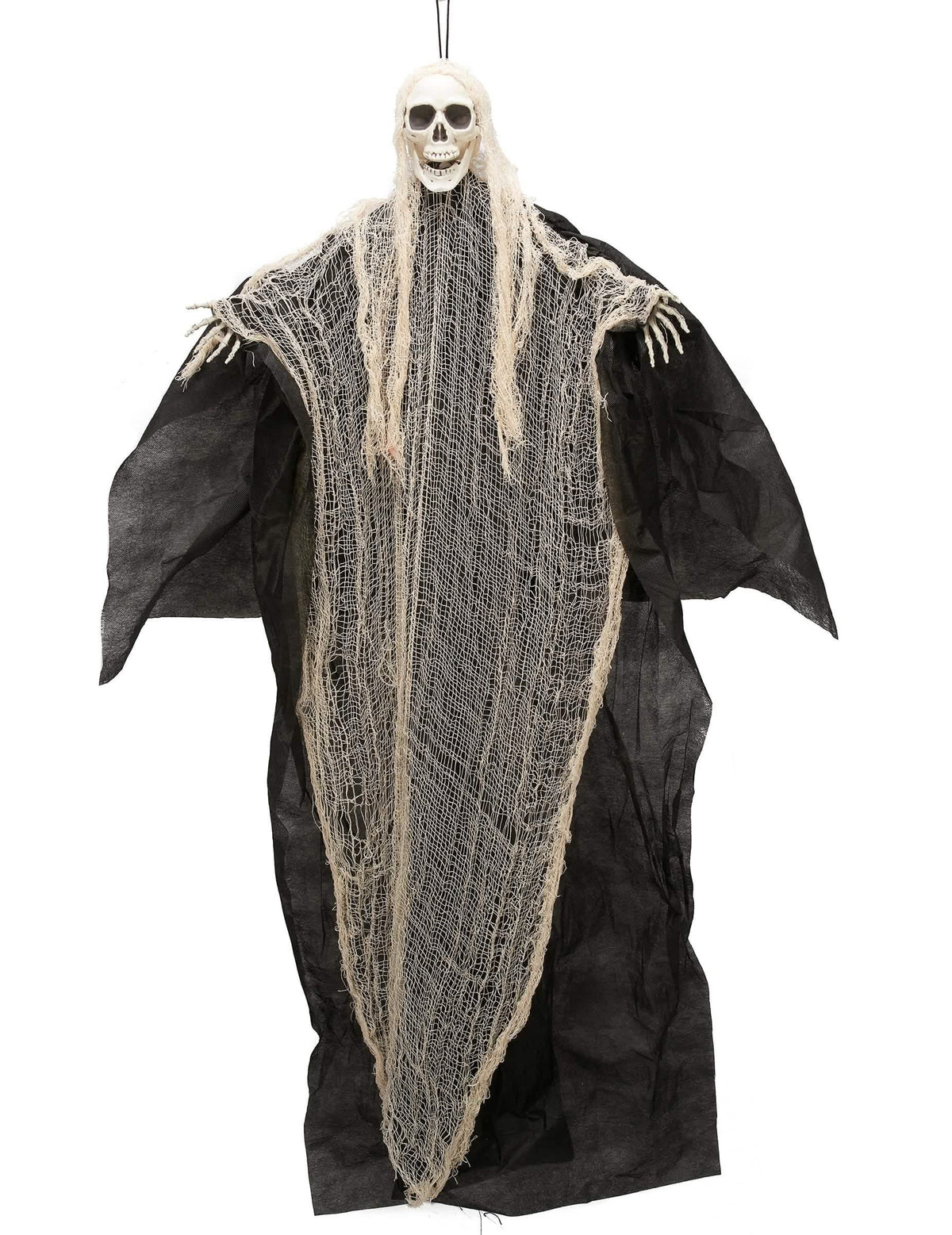 Černobílá dekorace smrtky na halloween k zavěšení