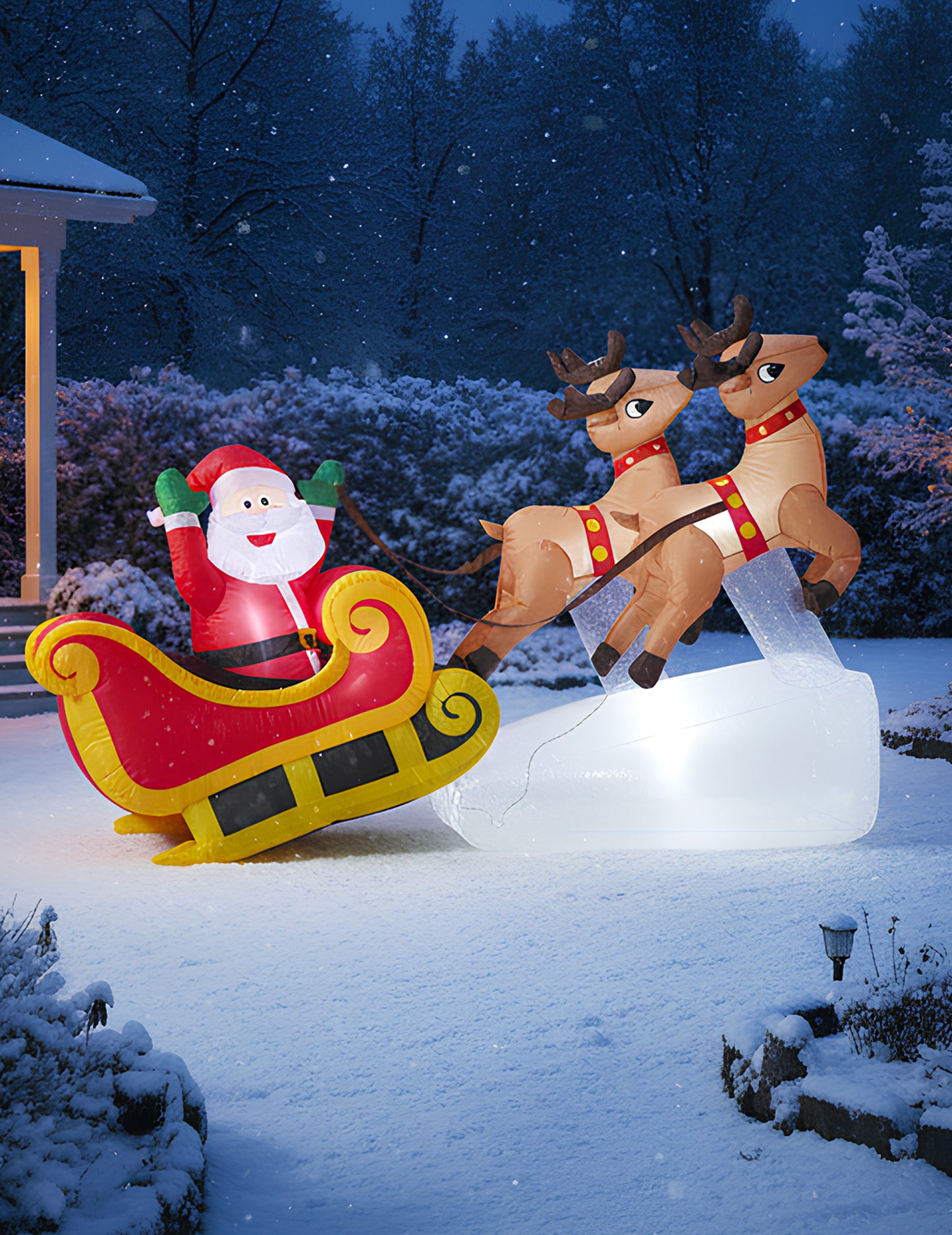 Svítící nafukovací dekorace sáně Santa Clause 210 cm 