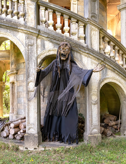 Obří halloweenská dekorace: závěsná čarodějnice/zombie, 3,50 m