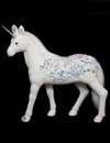 Décoration licorne blanche à strass bleu et argent