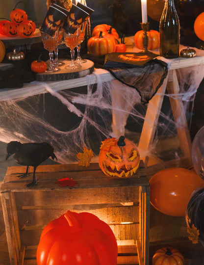 Halloweenská dýňová světelná dekorace 16 cm