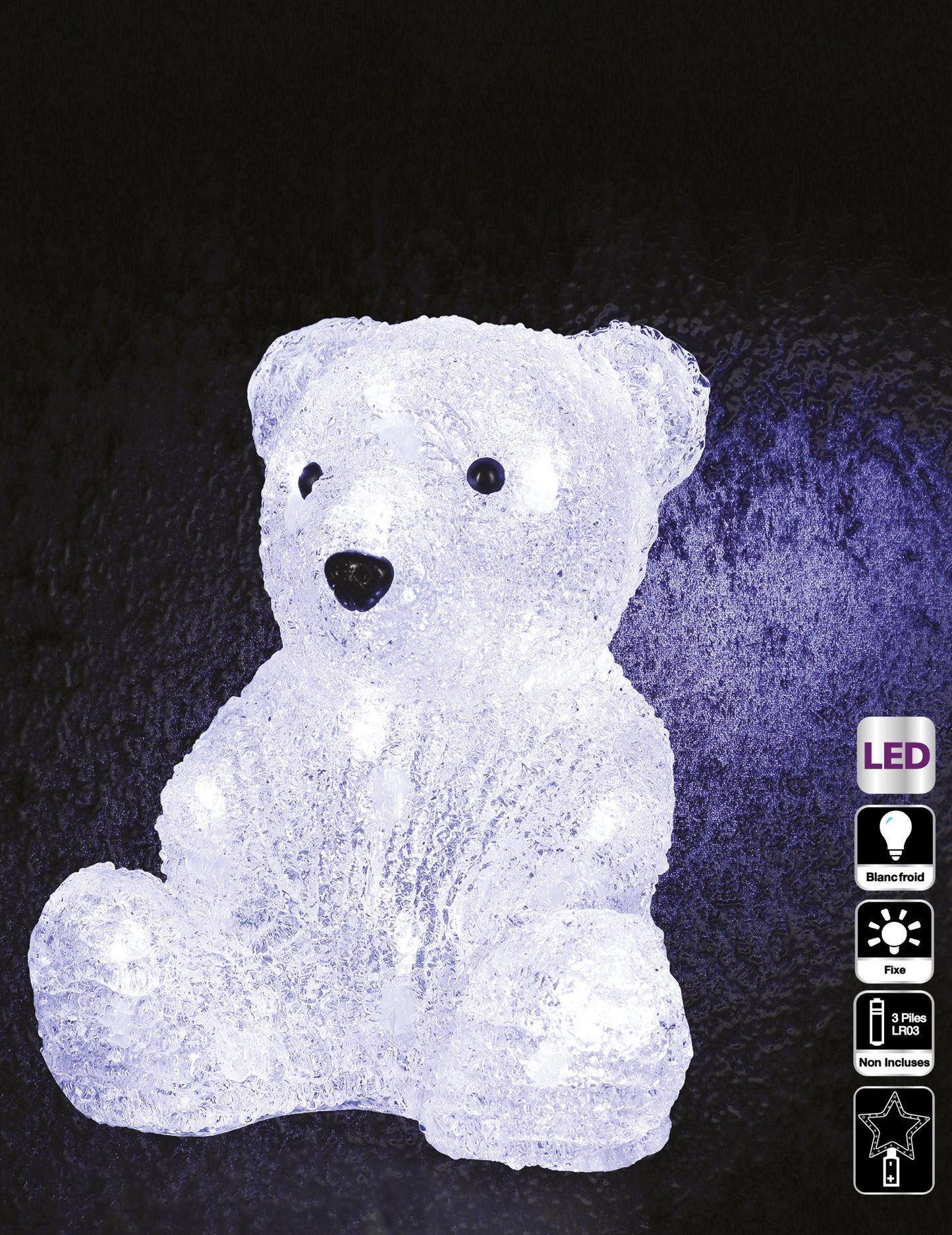 Světelná dekorace lední medvěd 20 cm 16 studených bílých LED