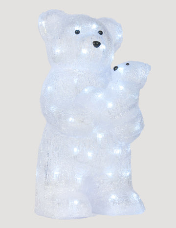 Světelná dekorace ledního medvěda s miminkem 44 cm