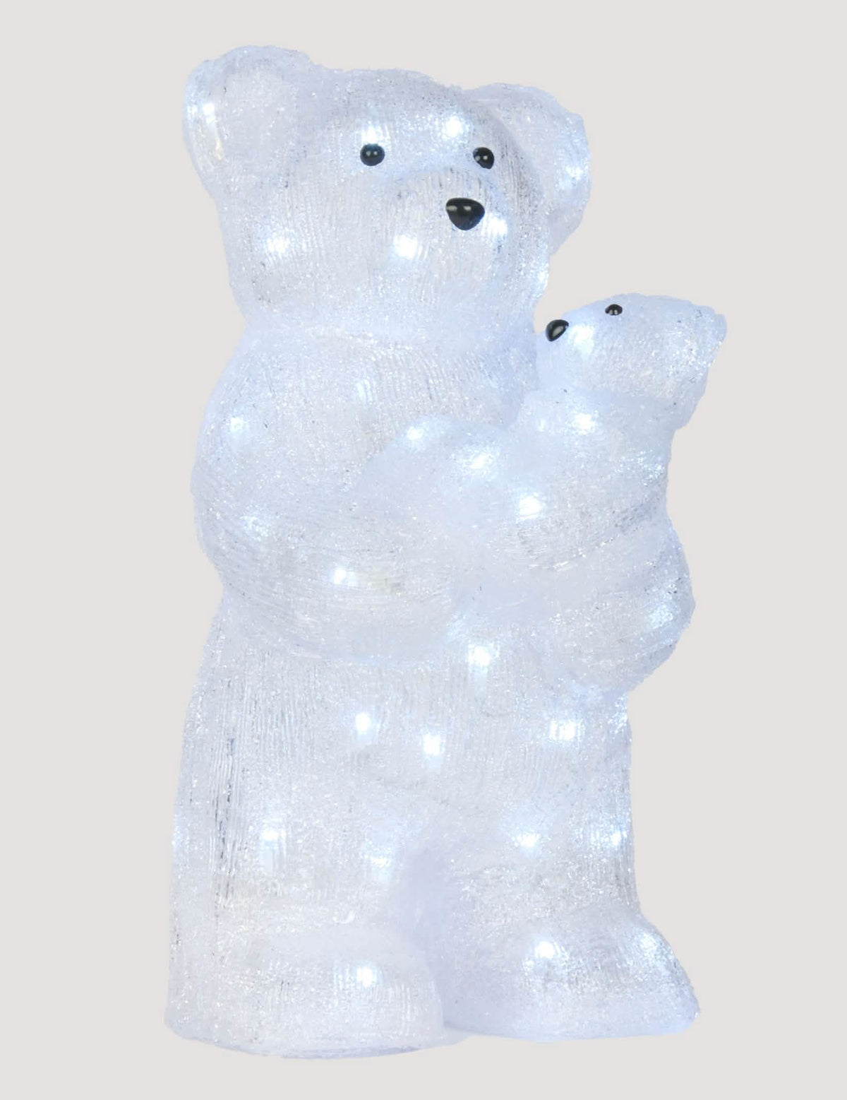 Světelná dekorace lední medvěd s miminko bílá s 56 LED