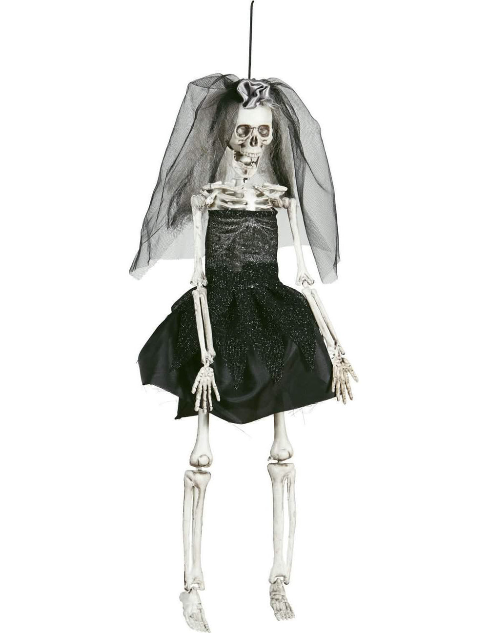 Dekorace nevěsty na halloween černá s kostlivčím šaty a závojem z tylu