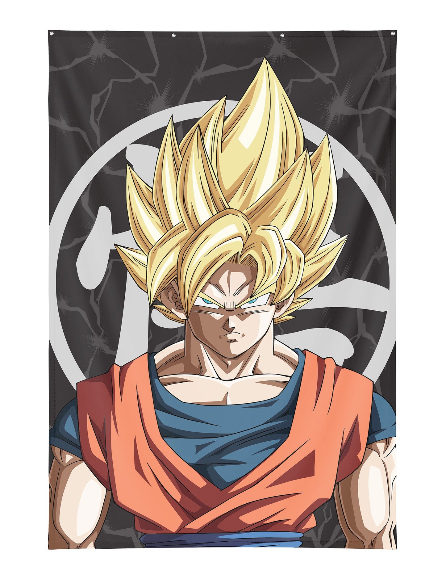 Nástěnná dekorace Son Goku Super Saiyan Dragon Ball Z™ 125×85 cm s kovovými oky 