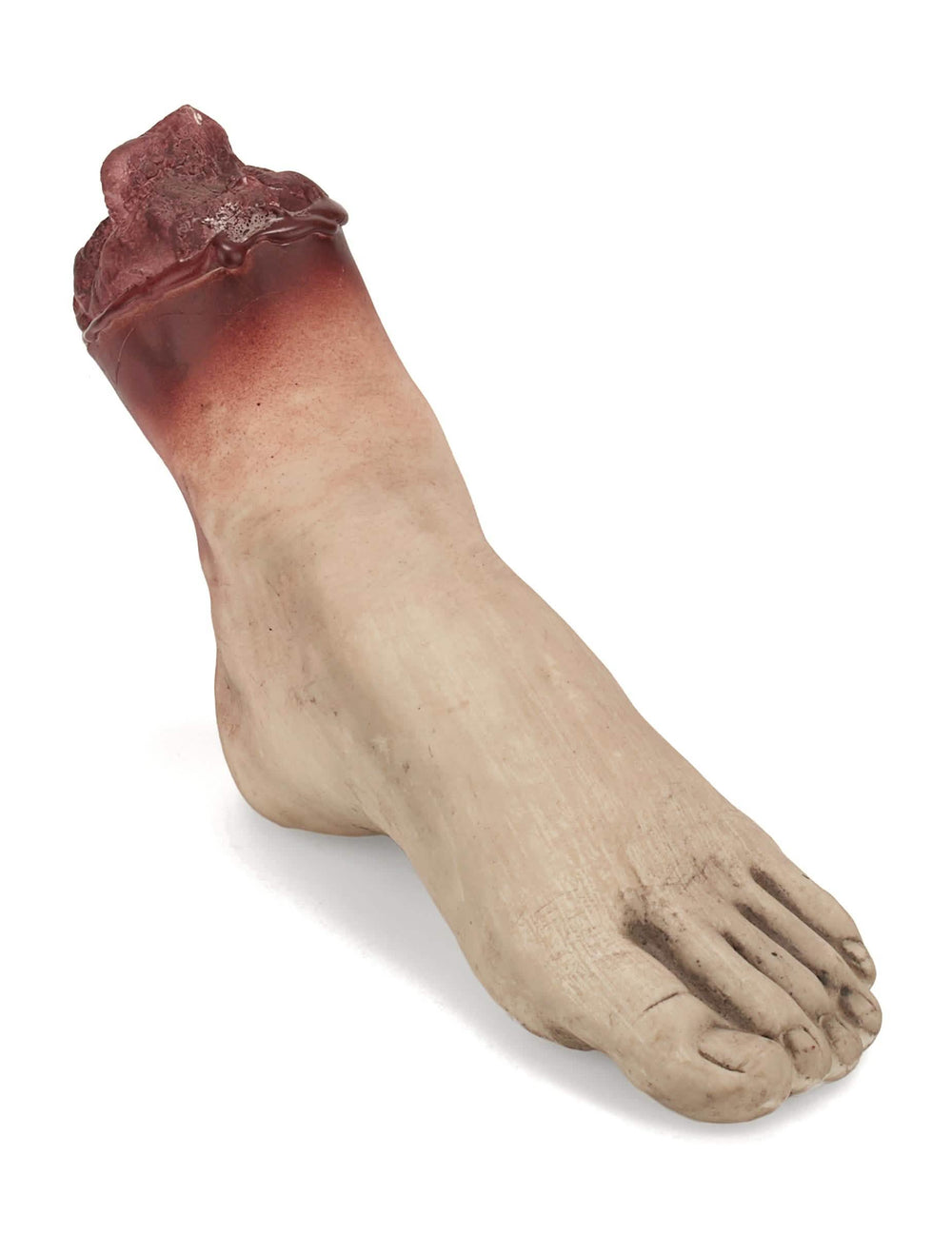 Realistická dekorace krvácející nohy na halloween v barvě kůže a červená